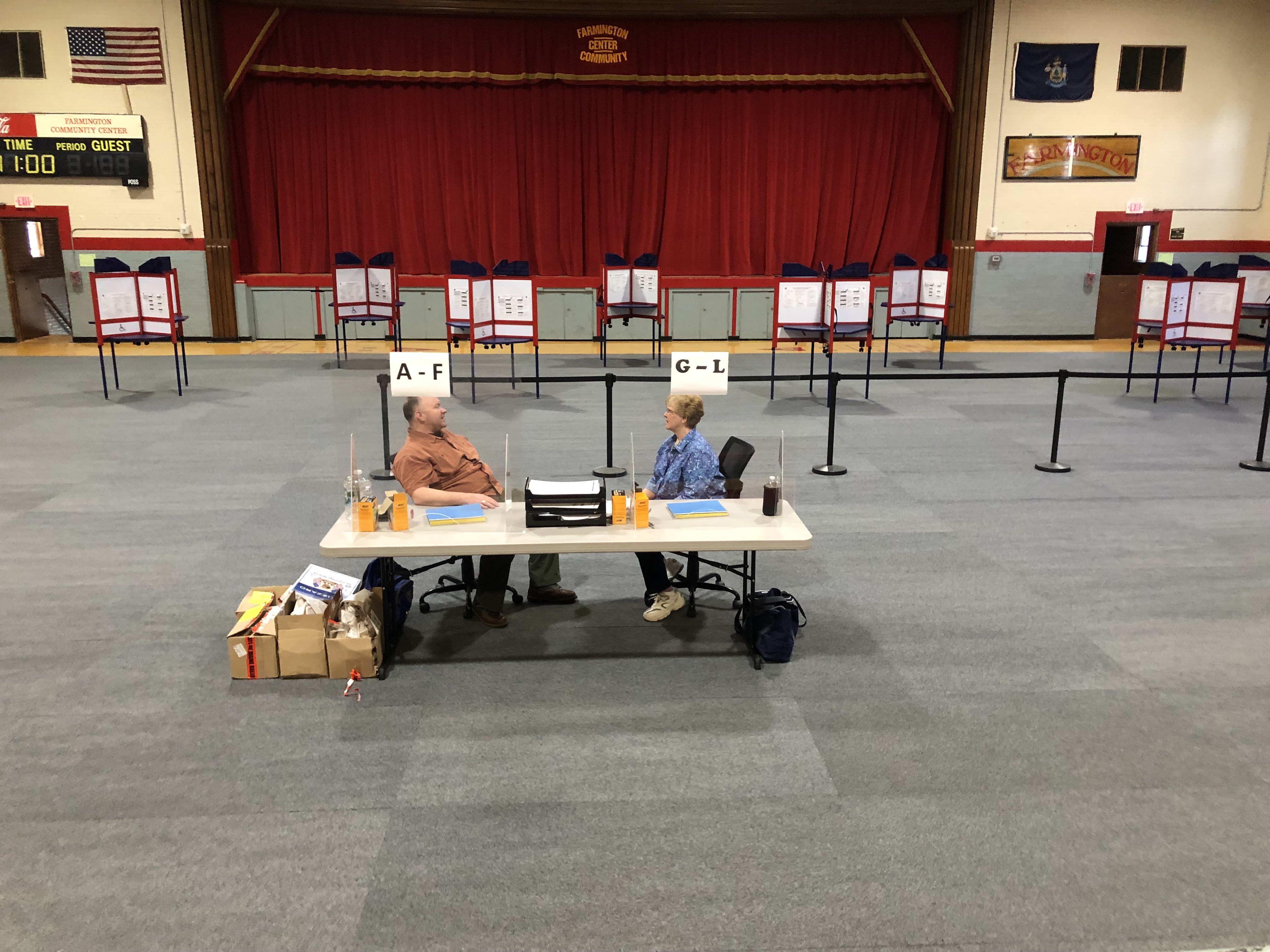 Poll workers in Farmington